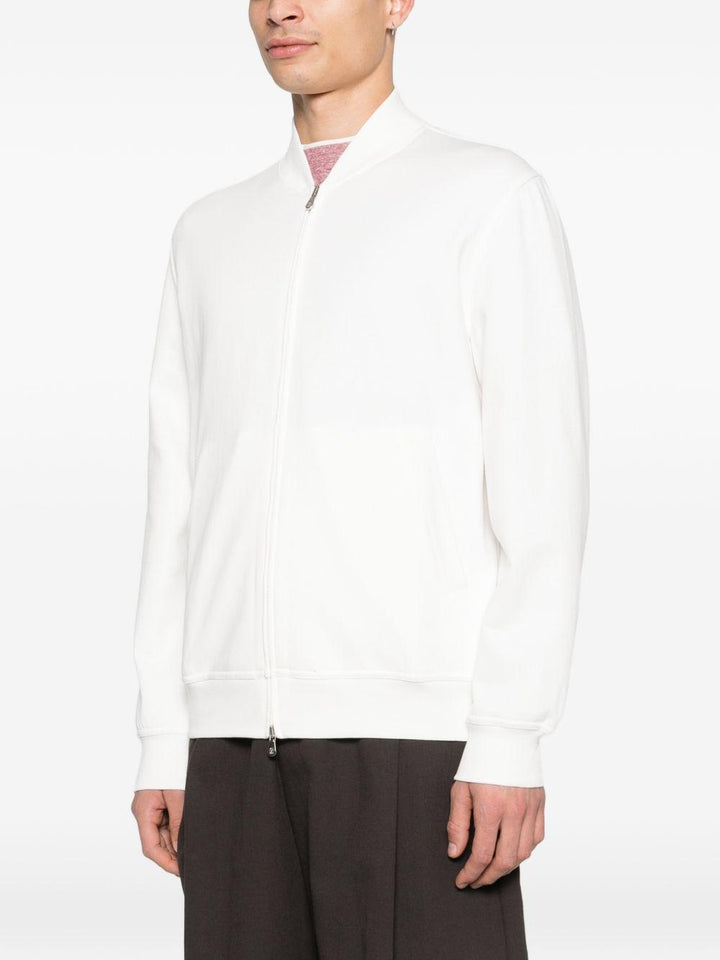 Felpa con zip bianco opaco 