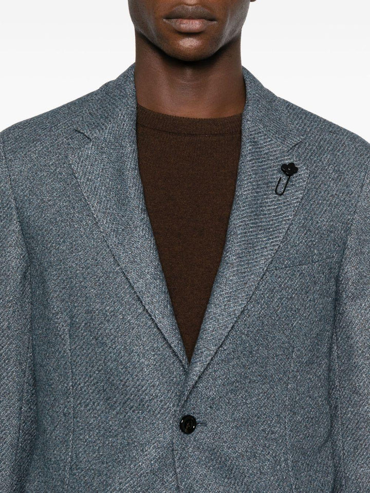 Giacca monopetto blu con revers classici 