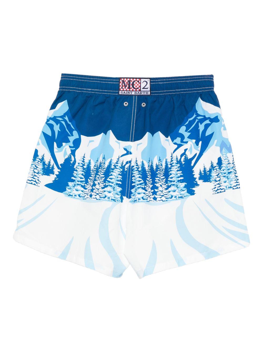 Costume da bagno blu con stampa 