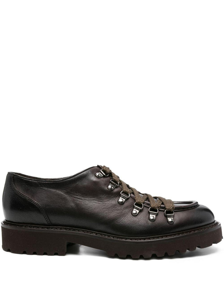 Derby stringate marrone scuro in pelle 