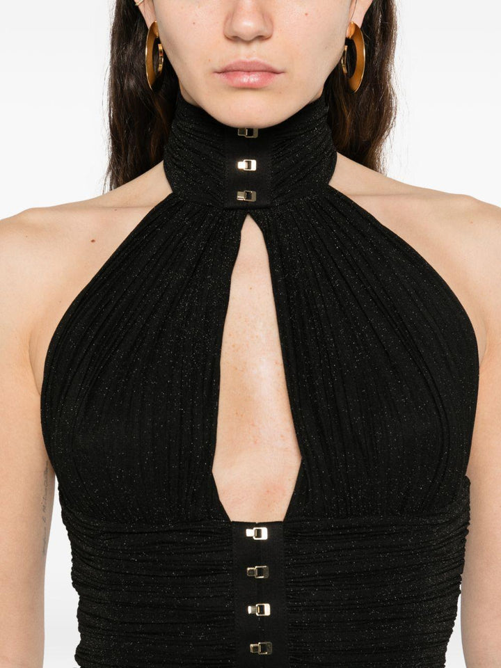 Abito con arricciature e scollo all&