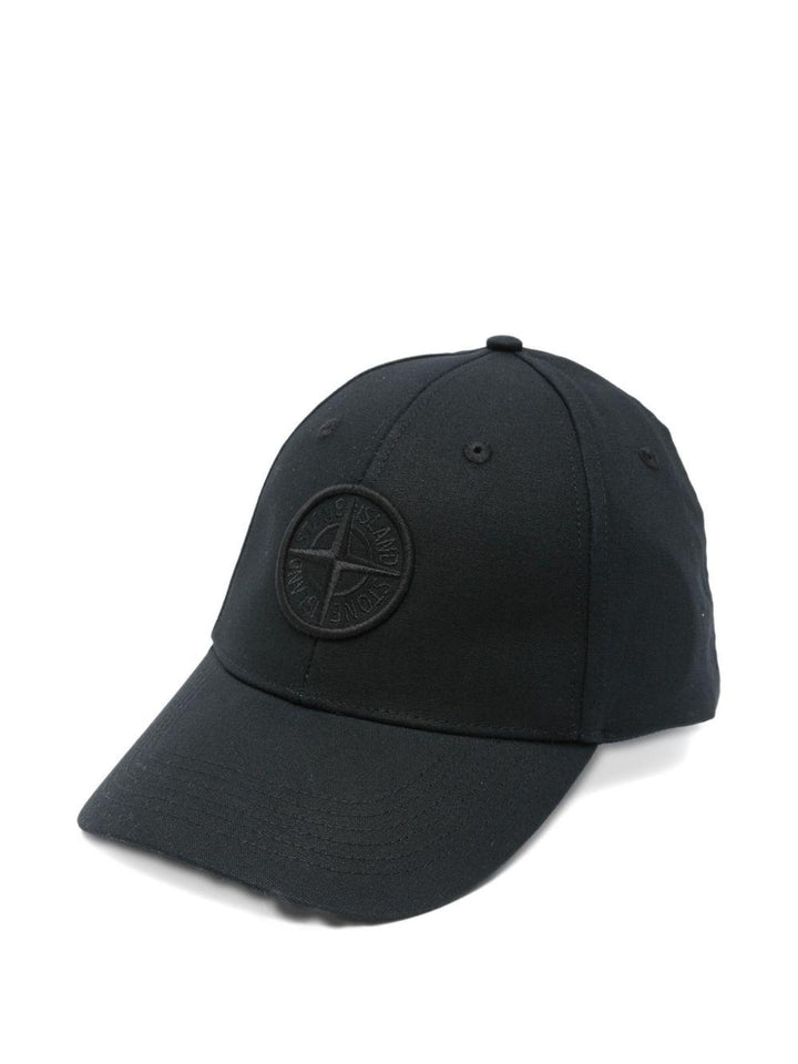 Cappellino nero in cotone con logo ricamato 