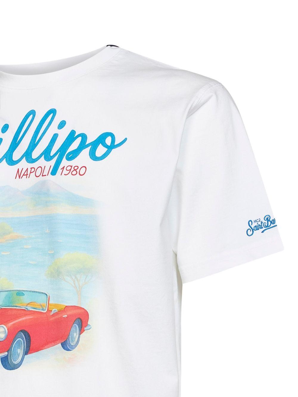 T-shirt bianca in cotone con stampa 