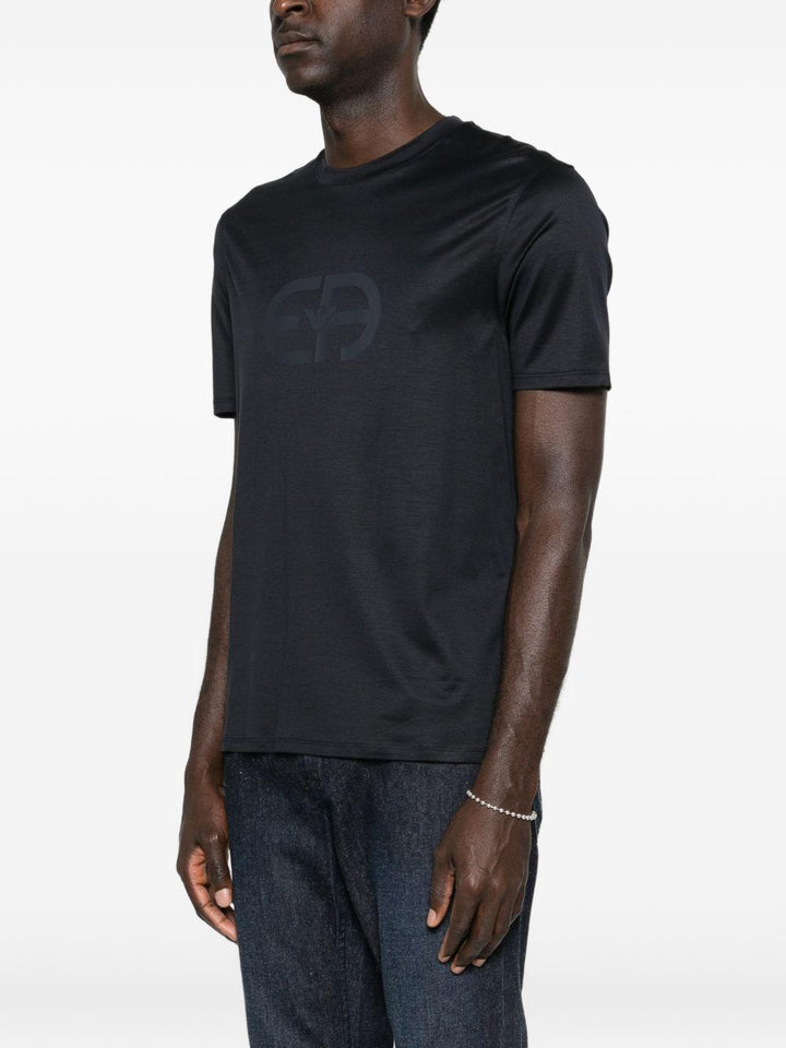 T-shirt girocollo blu con stampa 