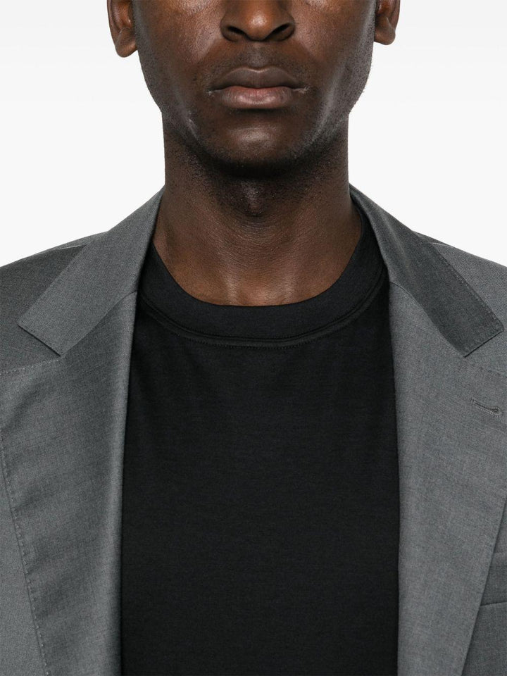 T-shirt nera girocollo in jersey leggero 