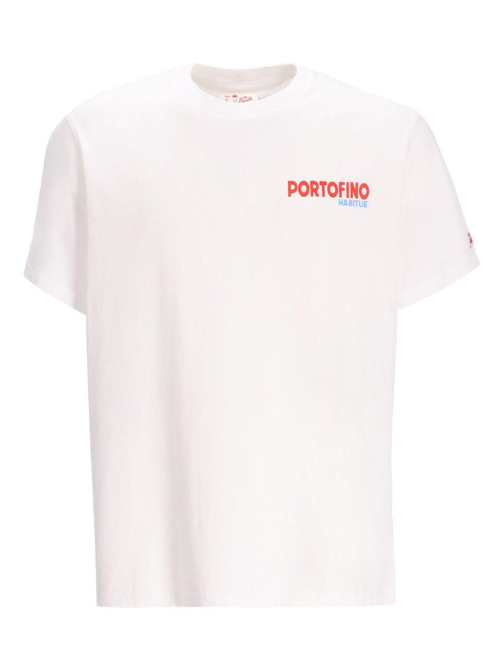 T-shirt bianca in cotone con stampa 