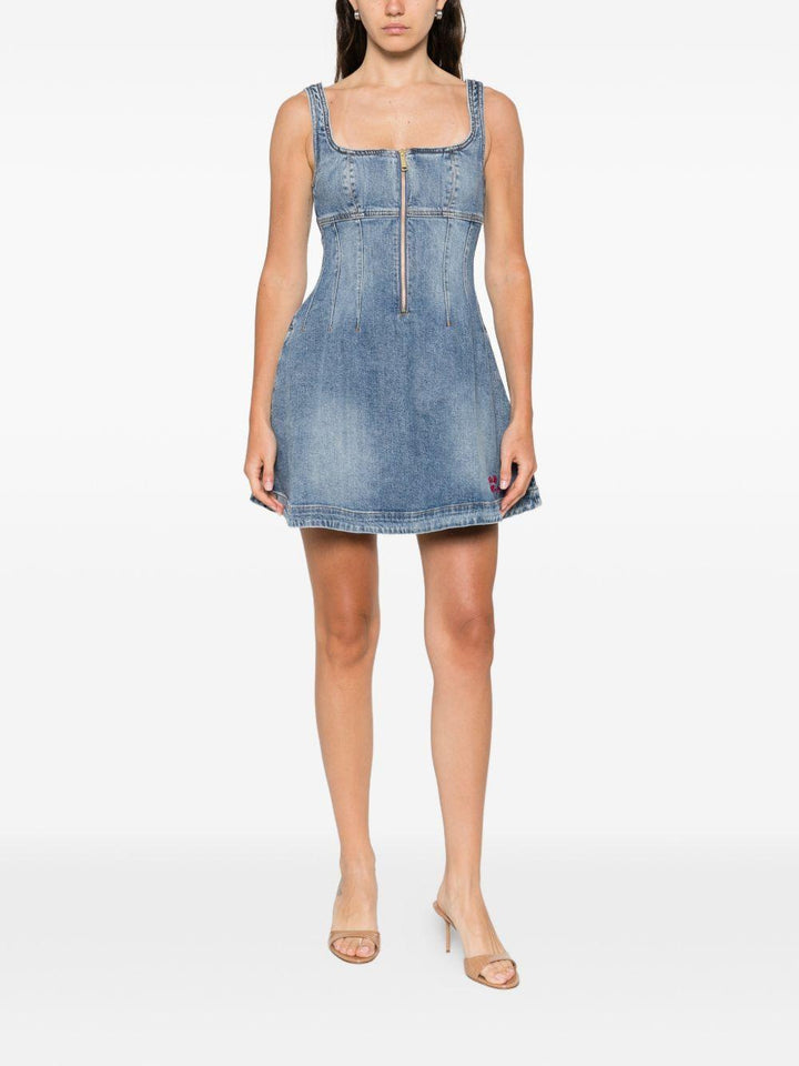 Abito corto in denim con zip 