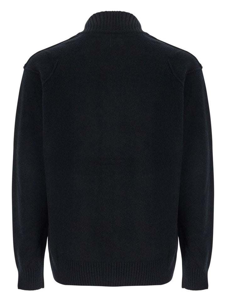 Cardigan nero in lana di agnello con zip 