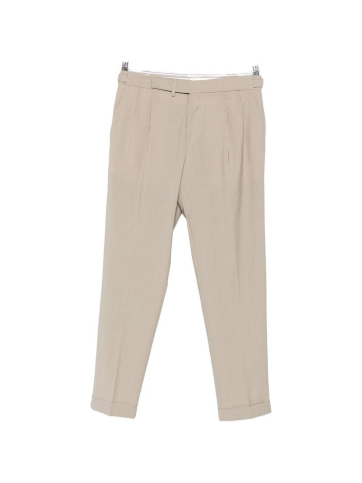 Pantaloni sartoriali kaki con pieghe 