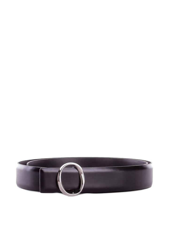 Cintura in pelle nera con fibbia 