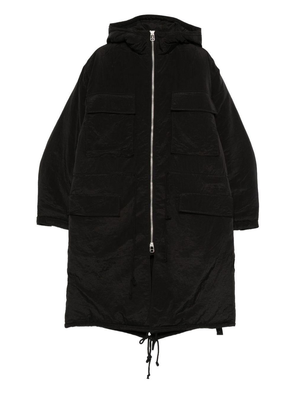 Cappotto imbottito con cappuccio nero 