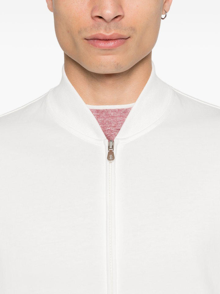 Felpa con zip bianco opaco 