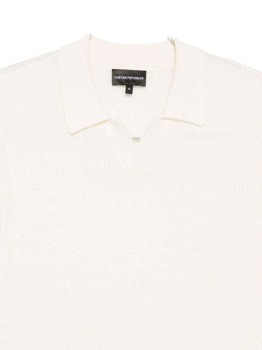Maglione bianco con colletto polo 