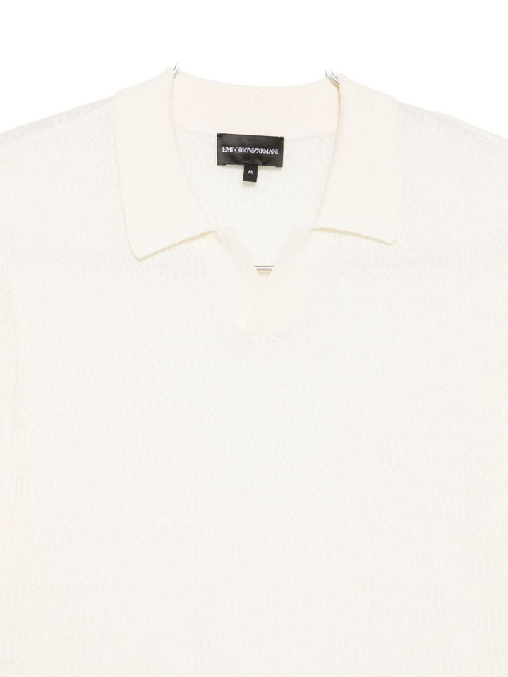 Maglione bianco con colletto polo 