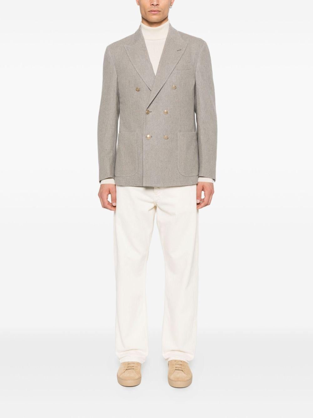 Blazer grigio doppiopetto con tasche applicate