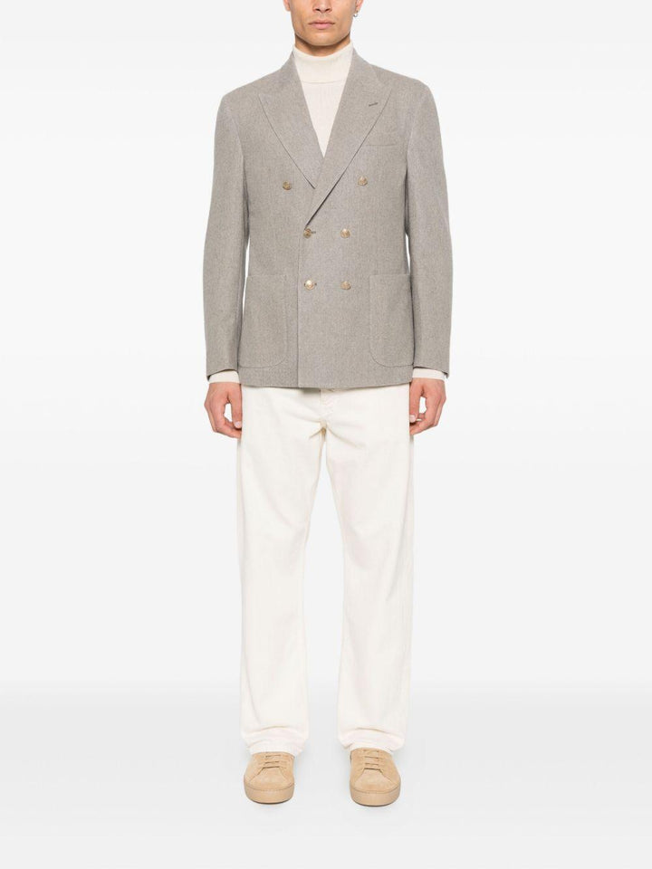 Blazer grigio doppiopetto con tasche applicate