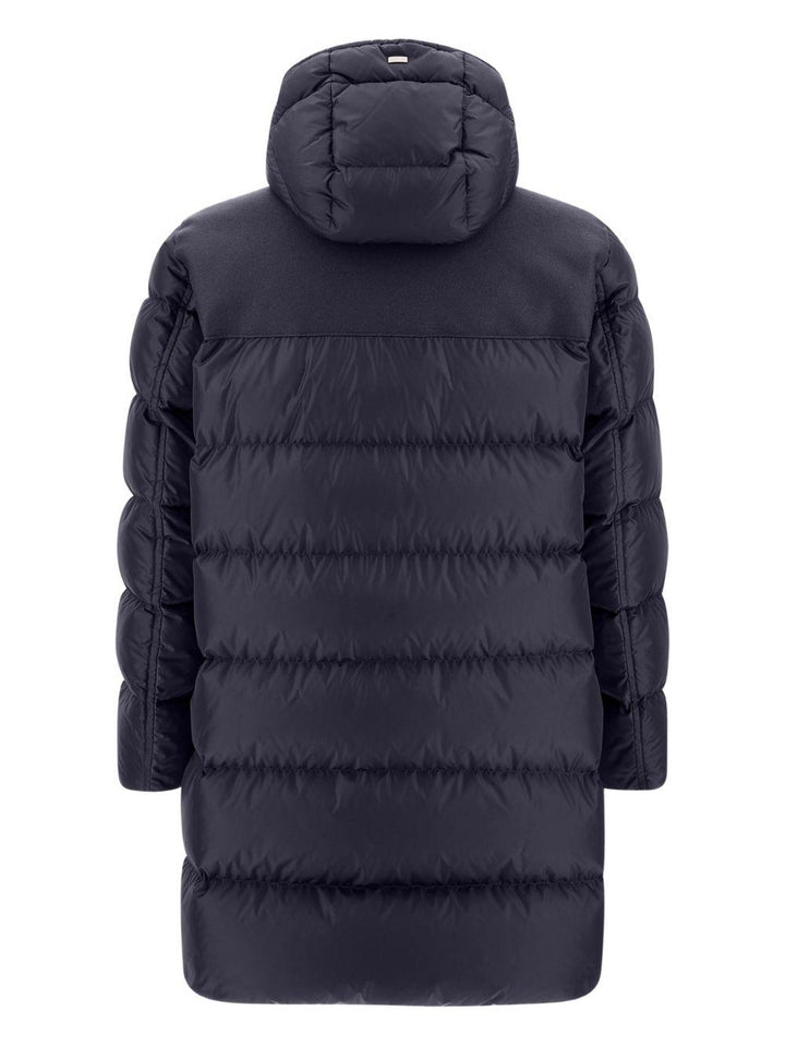 Giacca blu con zip e cappuccio