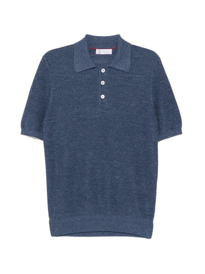 Polo blu avio a maniche corte 