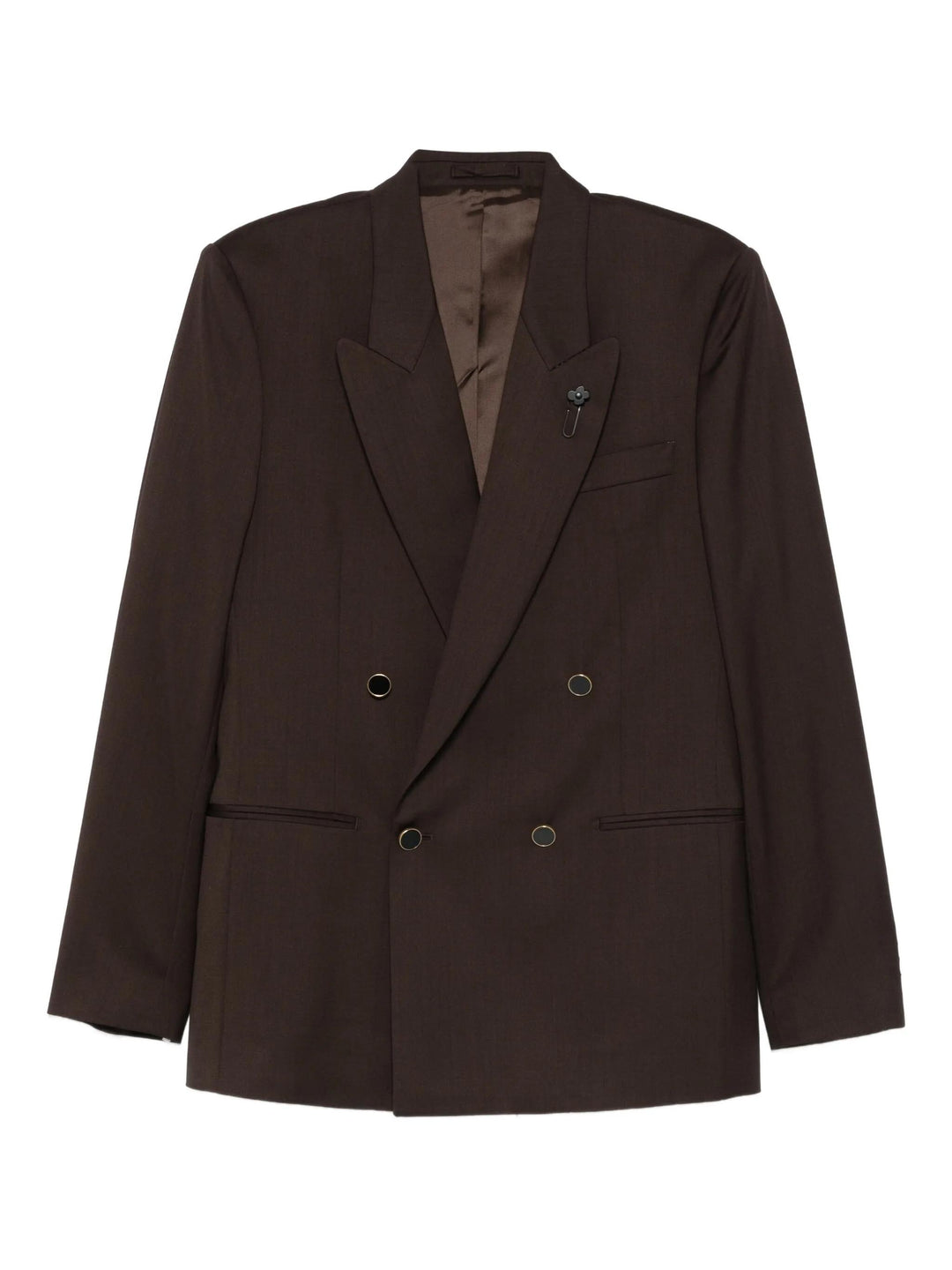 Blazer Marrone Doppiopetto con rever a lancia 