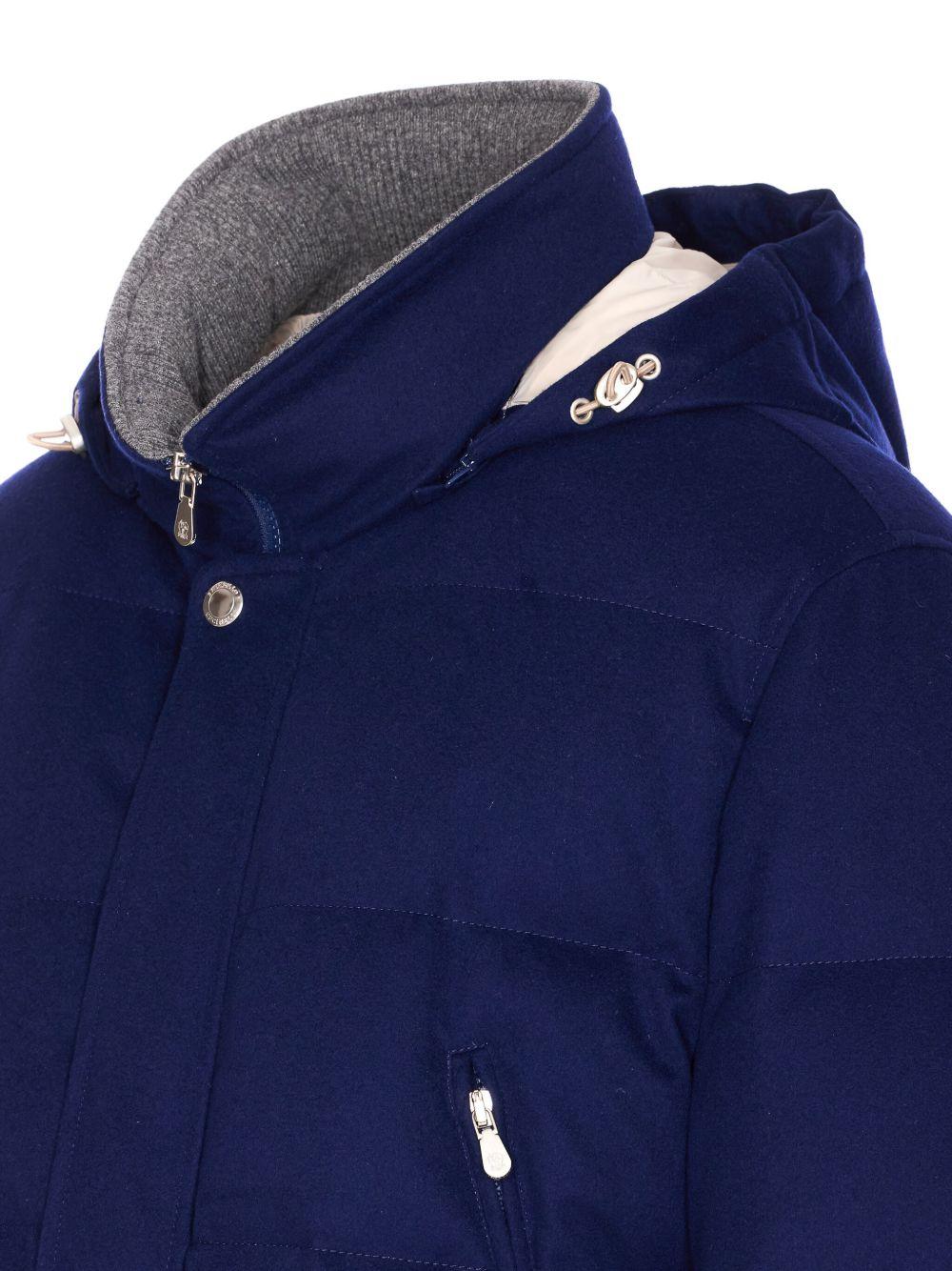 Piumino blu con cappuccio 