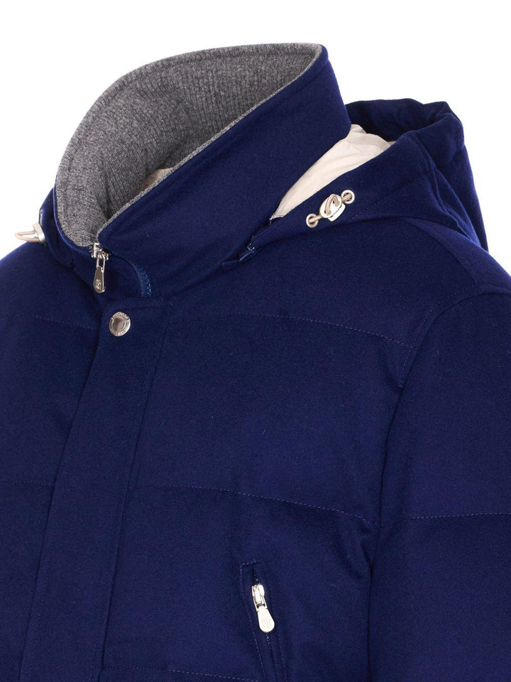 Piumino blu con cappuccio 