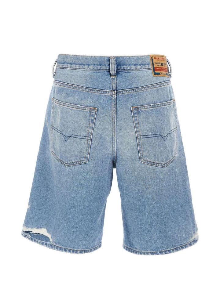 Shorts in denim strappato denim 