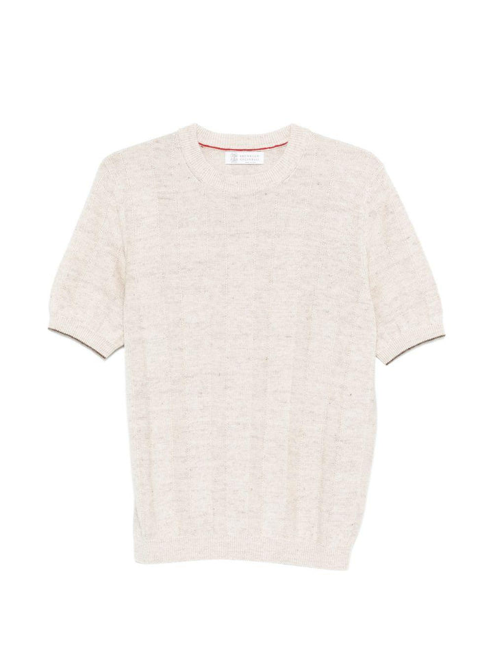 T-shirt sabbia a costine 
