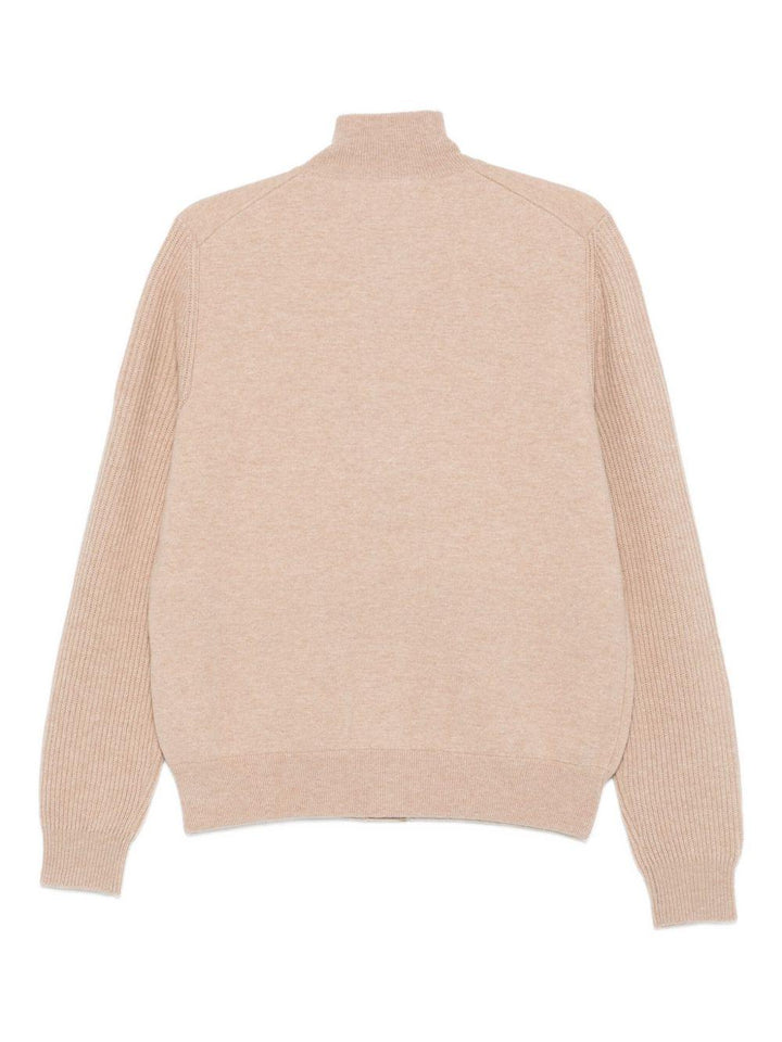 Cardigan beige a coste 