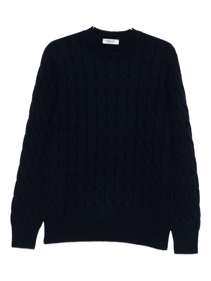 Maglione con lavorazione intrecciata blu navy 