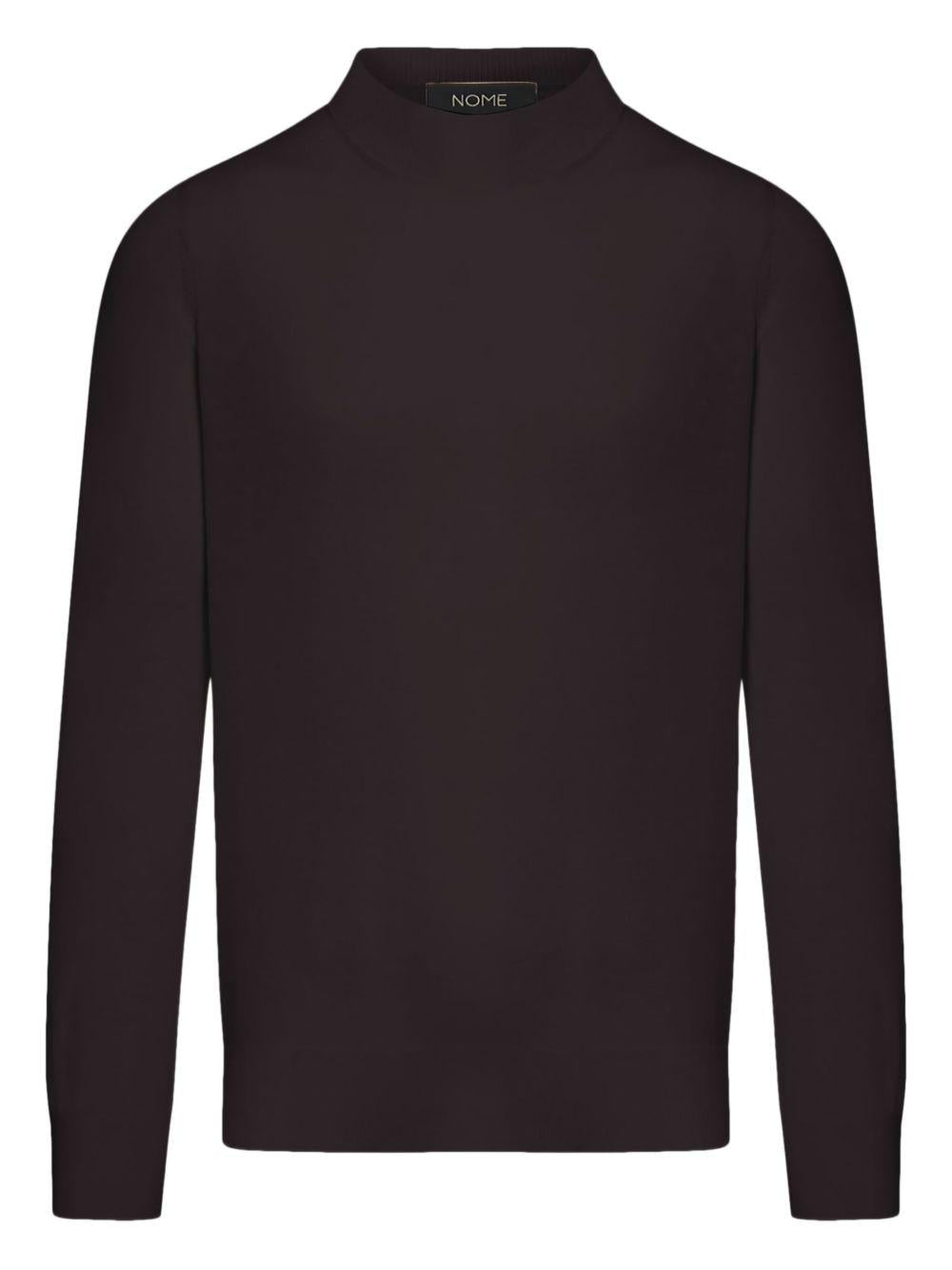 Maglione girocollo marrone in lana vergine 