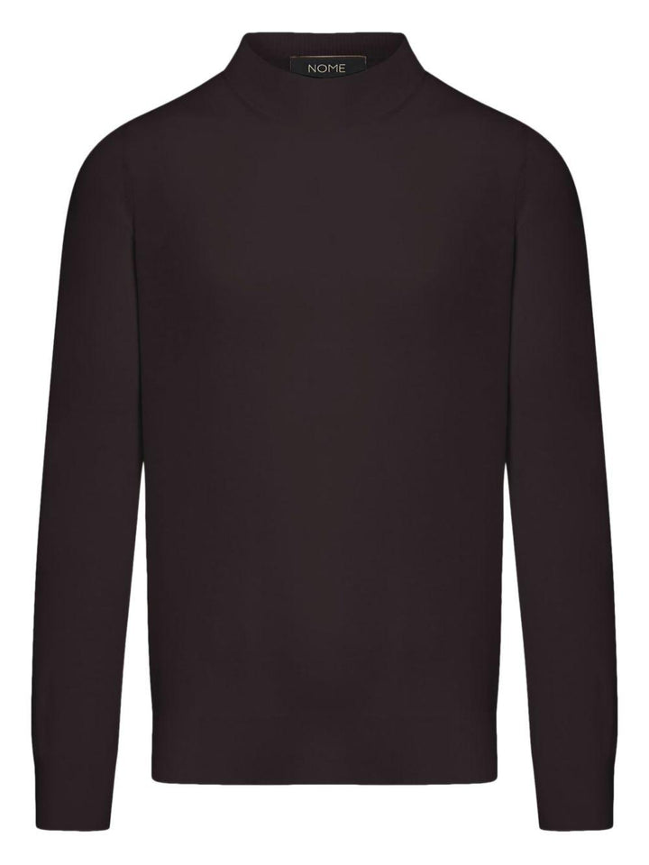 Maglione girocollo marrone in lana vergine 