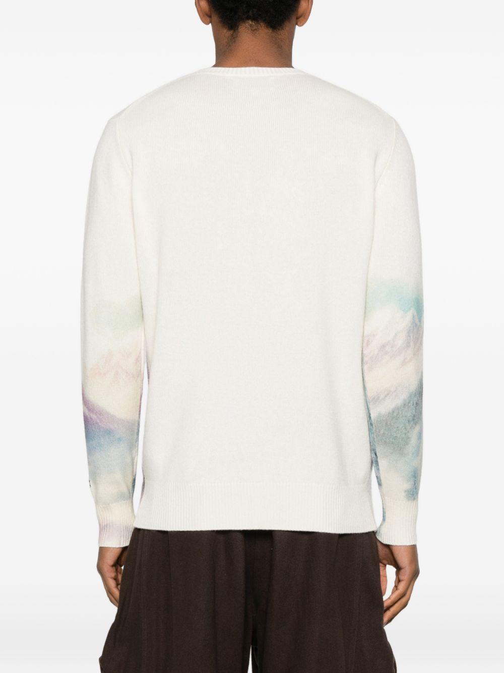 Maglione bianco girocollo Heron con stampa 