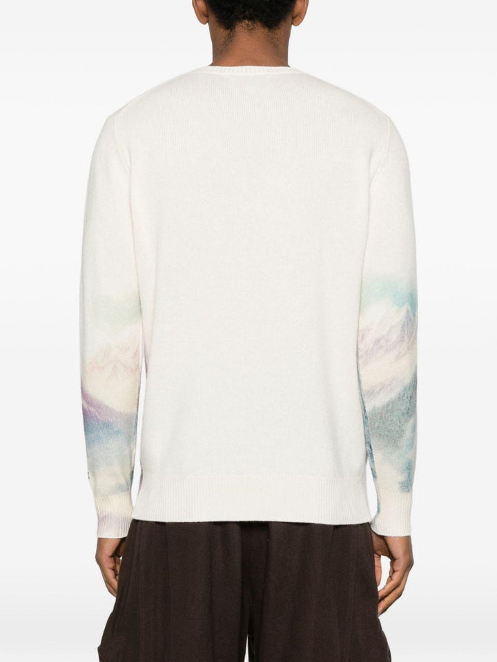 Maglione bianco girocollo Heron con stampa 
