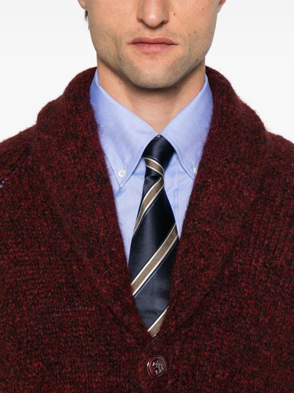 Cardigan bordeaux in cashmere con scollo a scialle 