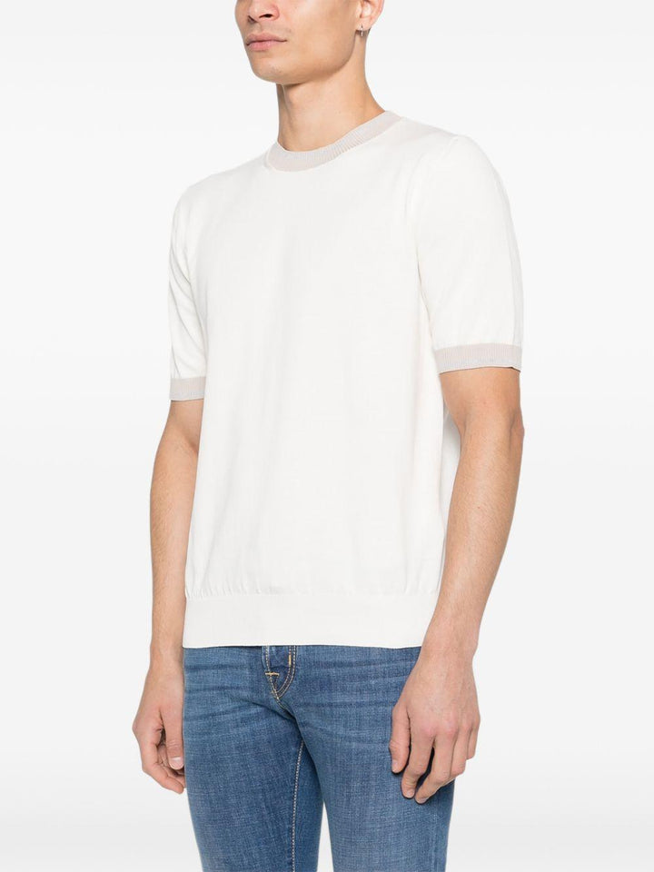 T-shirt girocollo bianco/sabbia 