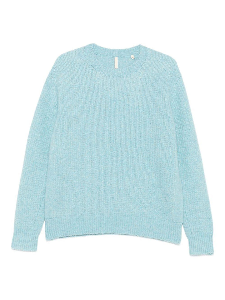 Maglione a coste in alpaca azzurro 
