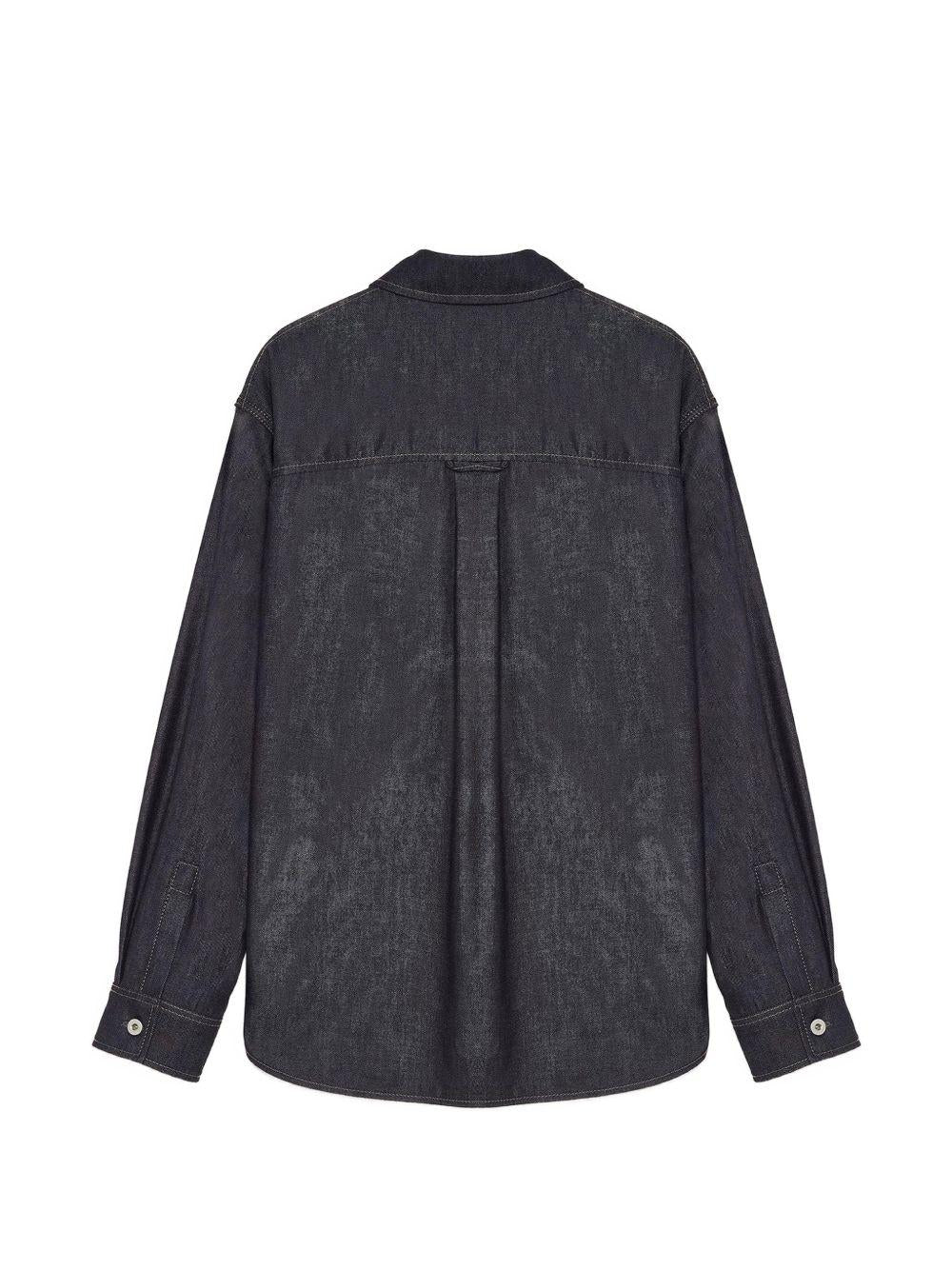 Camicia denim blu con cuciture a contrasto 