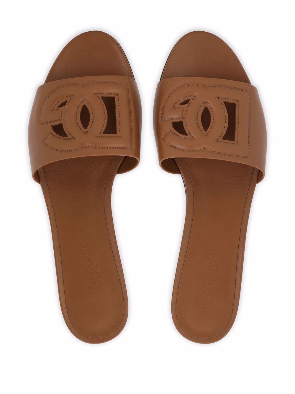 Sandali in pelle  con logo DG 
