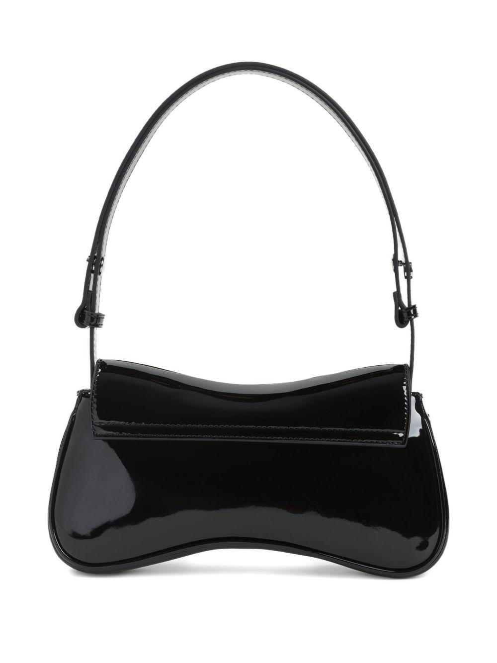 Borsa a spalla con placca logo 