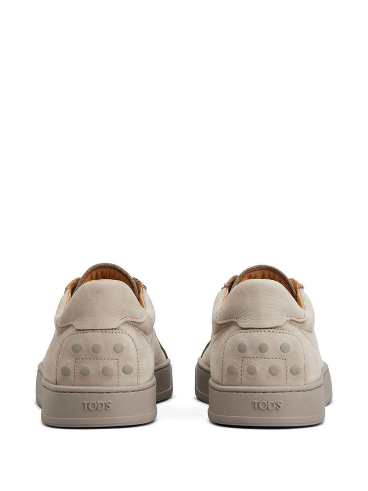 Sneakers grigie in pelle con logo stampato 