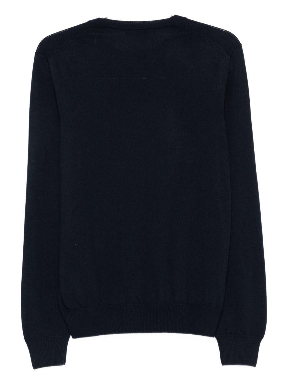 Maglione blu navy in lana vergine con girocollo 