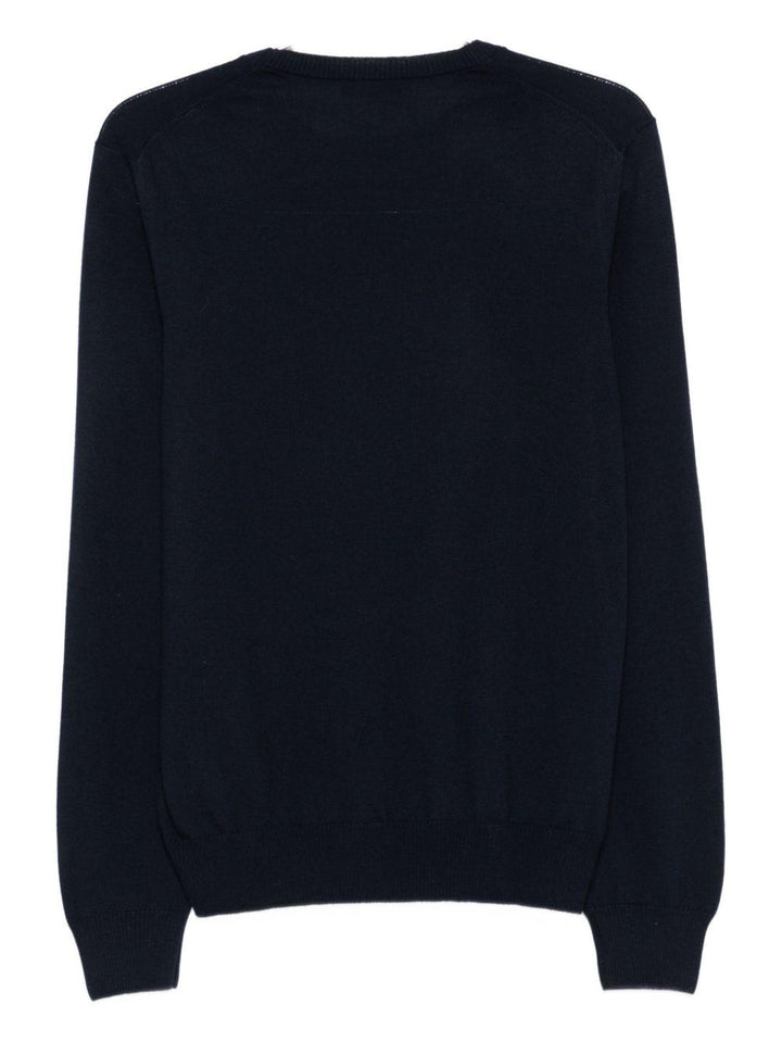 Maglione blu navy in lana vergine con girocollo 