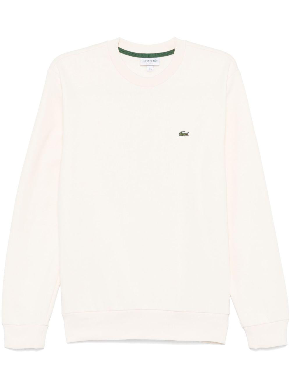 Felpa bianca con logo in jersey 