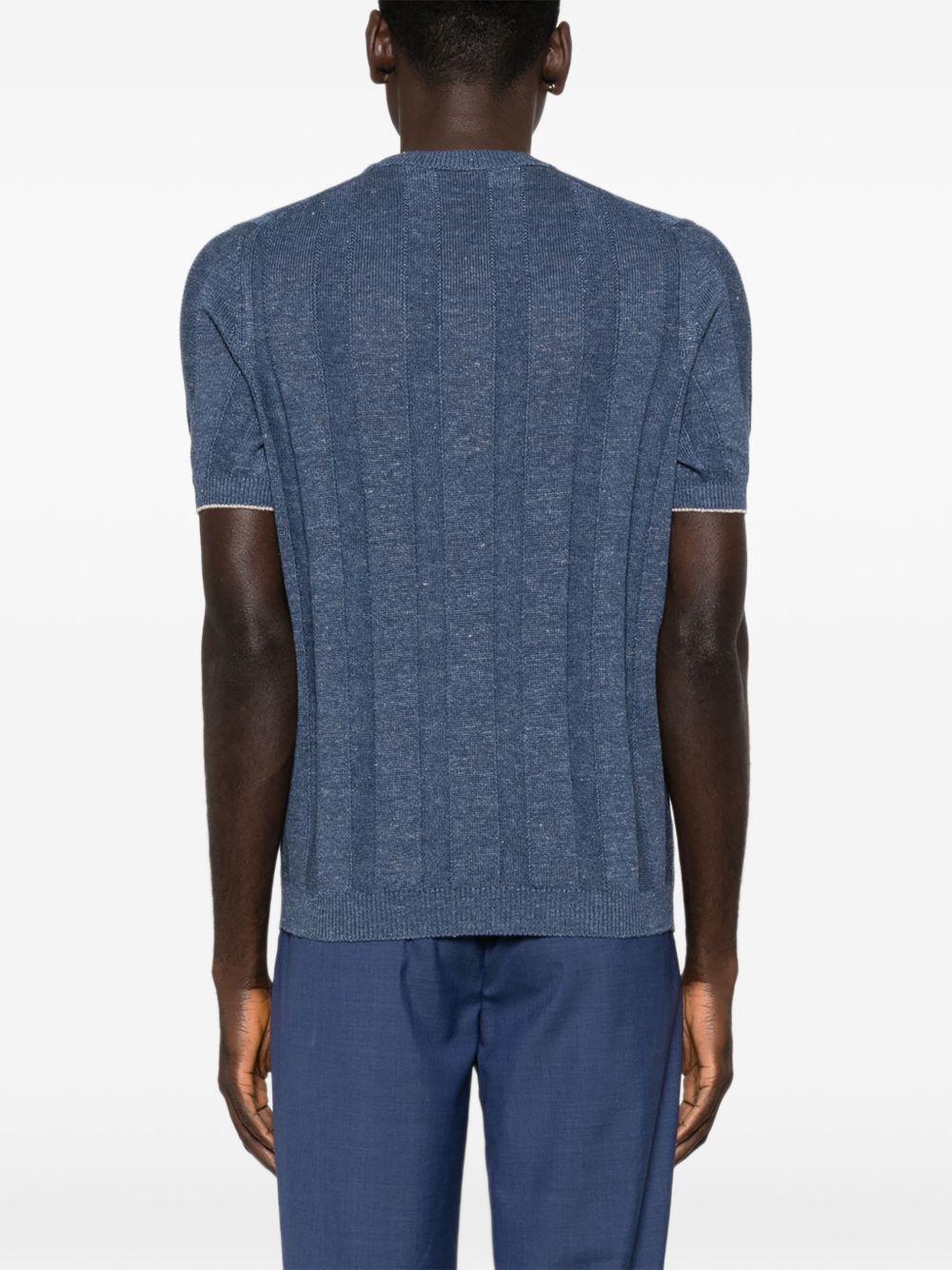 T-shirt a coste blu avio 