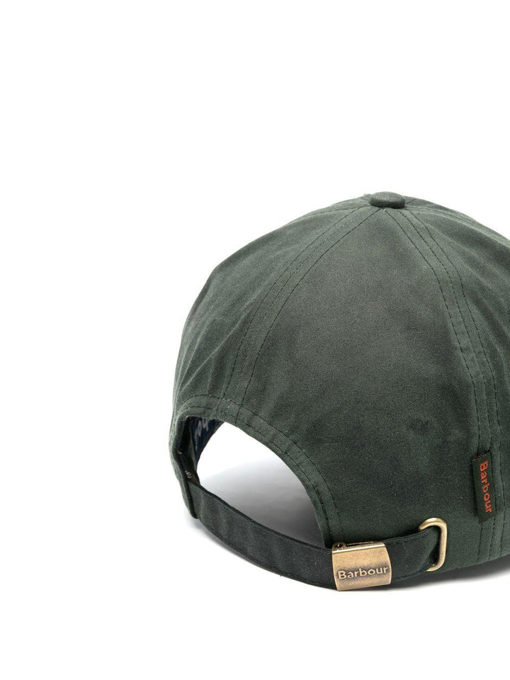 Cappello verde in cotone con ricamo 