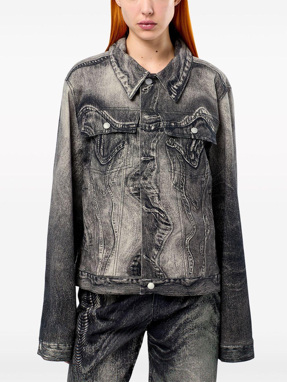 Giacca denim grigio scuro con stampa 