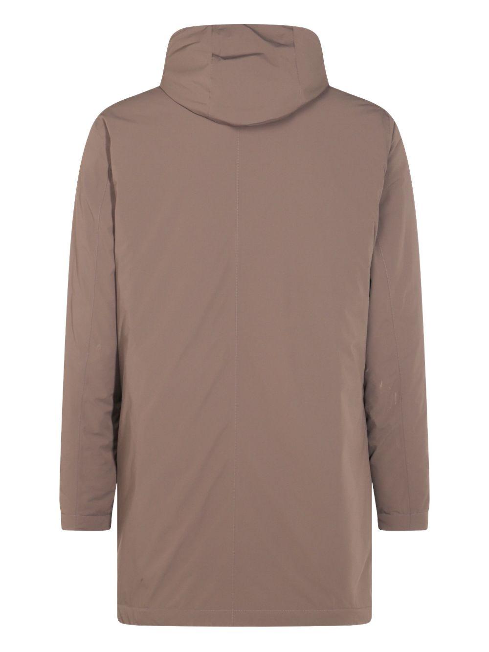 Parka marrone leggero con cappuccio regolabile 