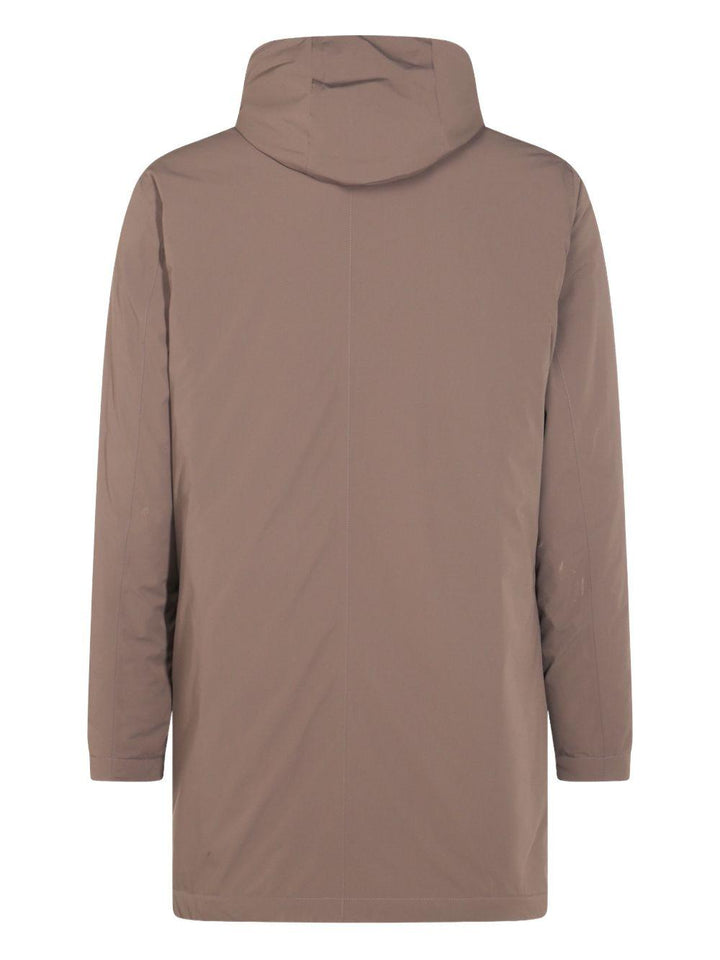 Parka marrone leggero con cappuccio regolabile 