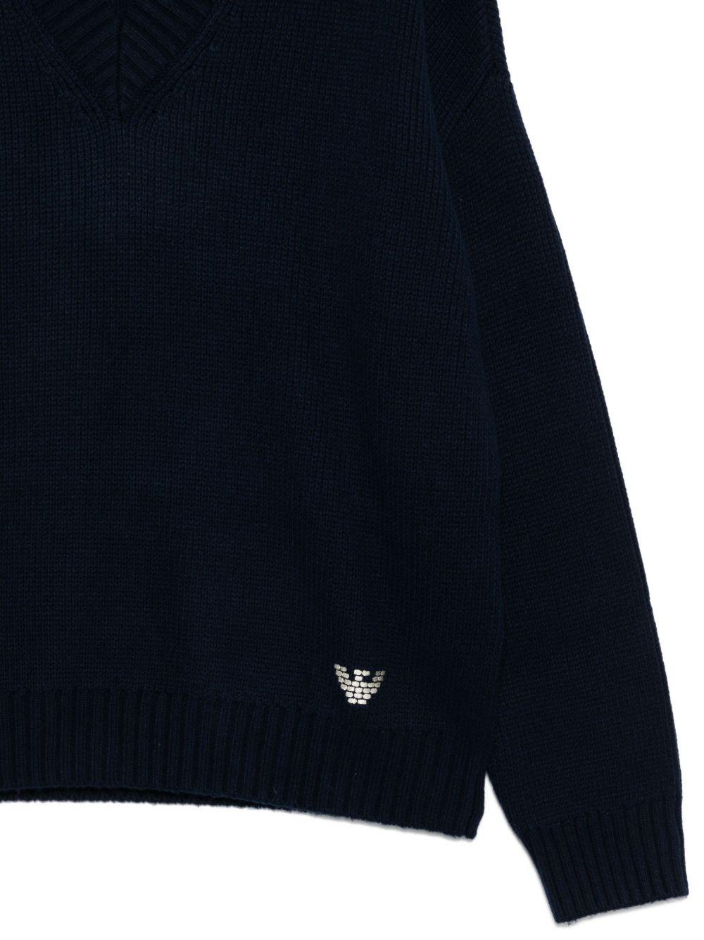 Maglione blu navy con scollo a V 
