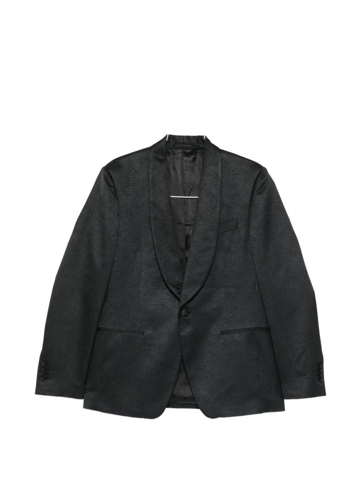 Blazer monopetto nero con scollo a scialle 